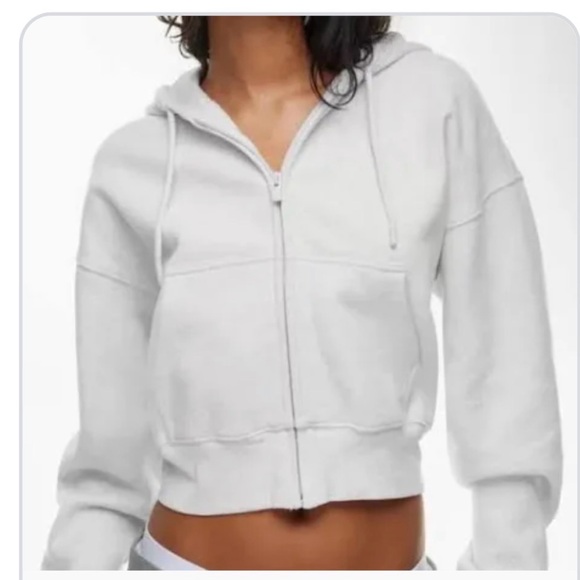 Aritzia Tops - Aritzia heathered grey fleece cropped boyfriend  Zip-Up Hoodie